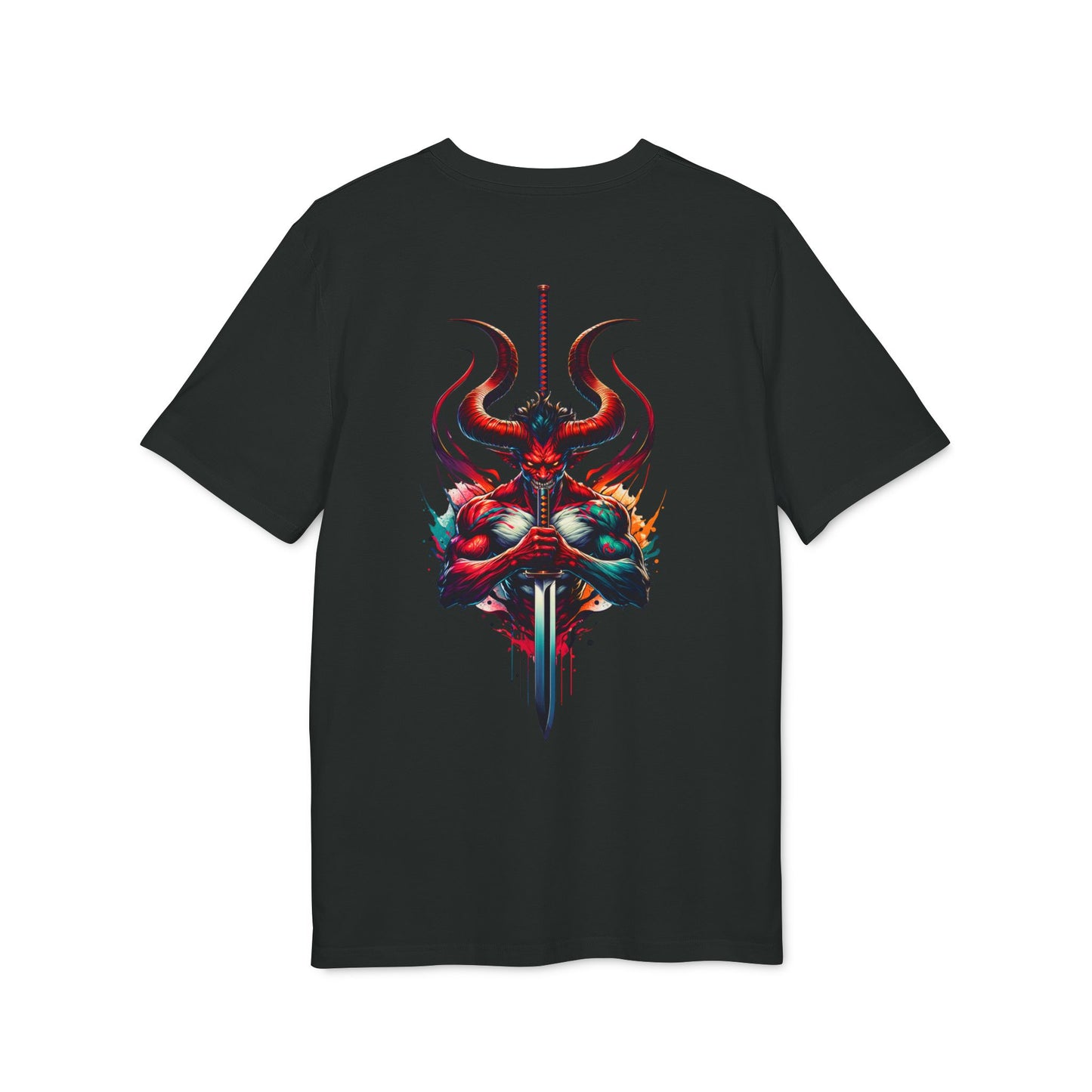 🔥 Men's Black 220 GSM Oversized T-Shirt – Demon Samurai & Fiery Pumpkin Print 🔥