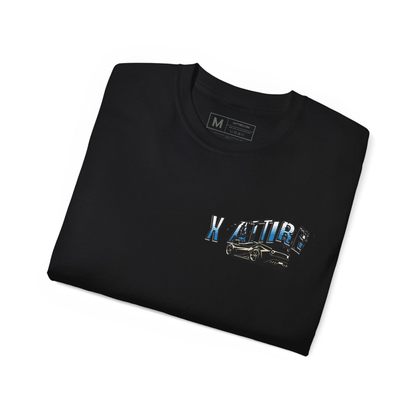 Men's Black 220 GSM Oversized Round Neck T-Shirt - Mustang GT Design | Xattire