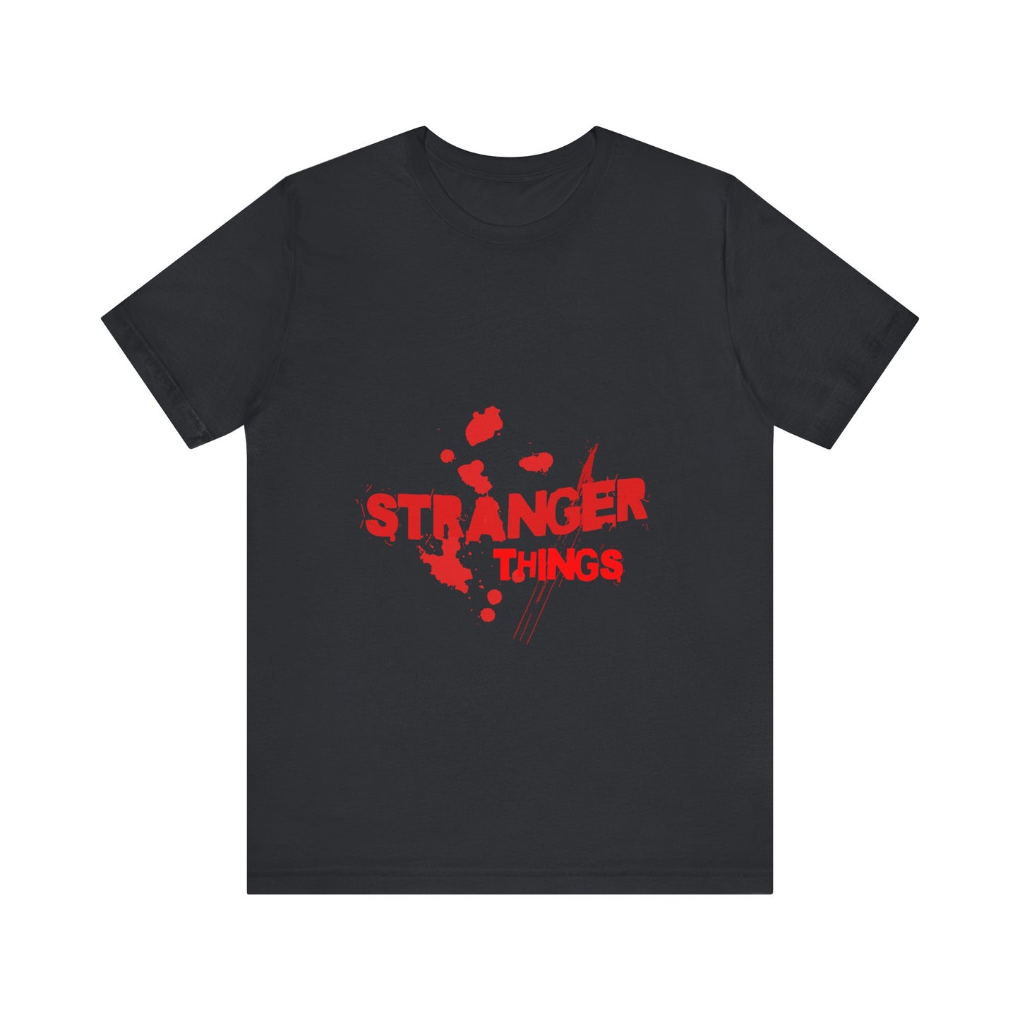 Women's Black Half Sleeve Round Neck T-shirt with Stranger Things Design