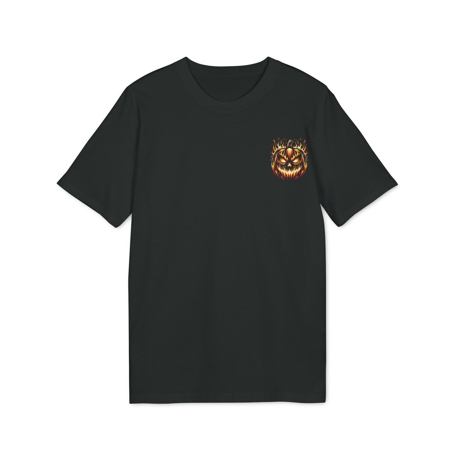 🔥 Men's Black 220 GSM Oversized T-Shirt – Demon Samurai & Fiery Pumpkin Print 🔥