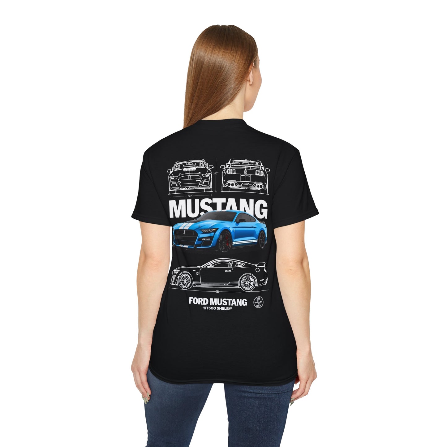 Men's Black 220 GSM Oversized Round Neck T-Shirt - Mustang GT Design | Xattire