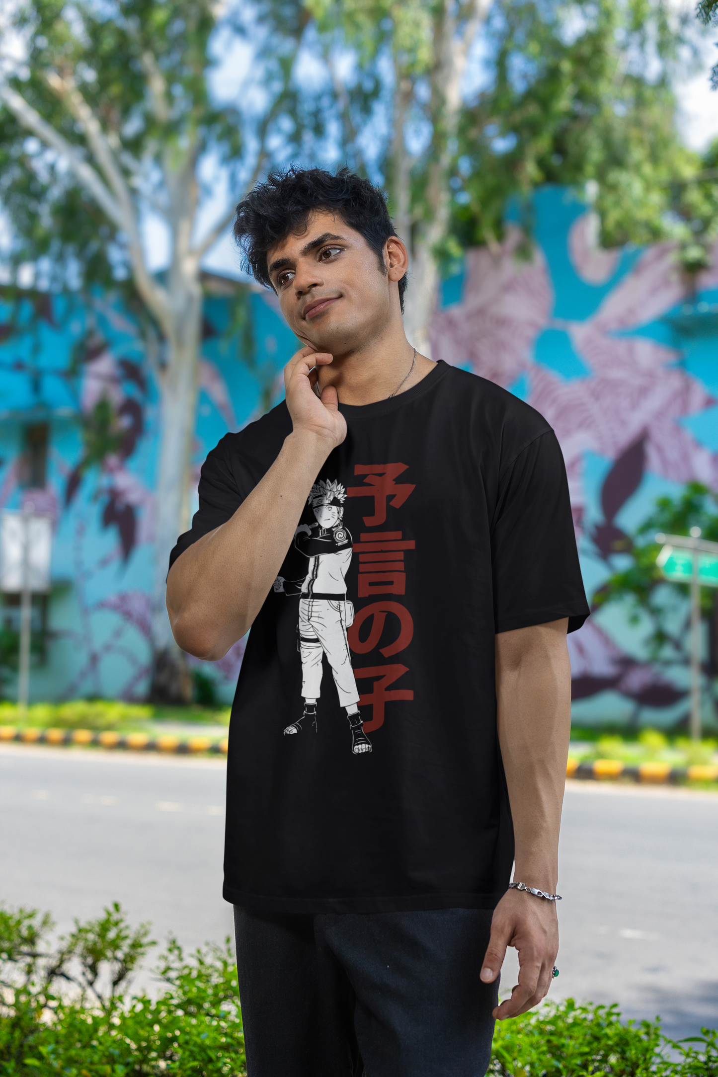 Men's Black Half Sleeve Round Neck T-Shirt – Anime Graphic Tee | Streetwear & Casual