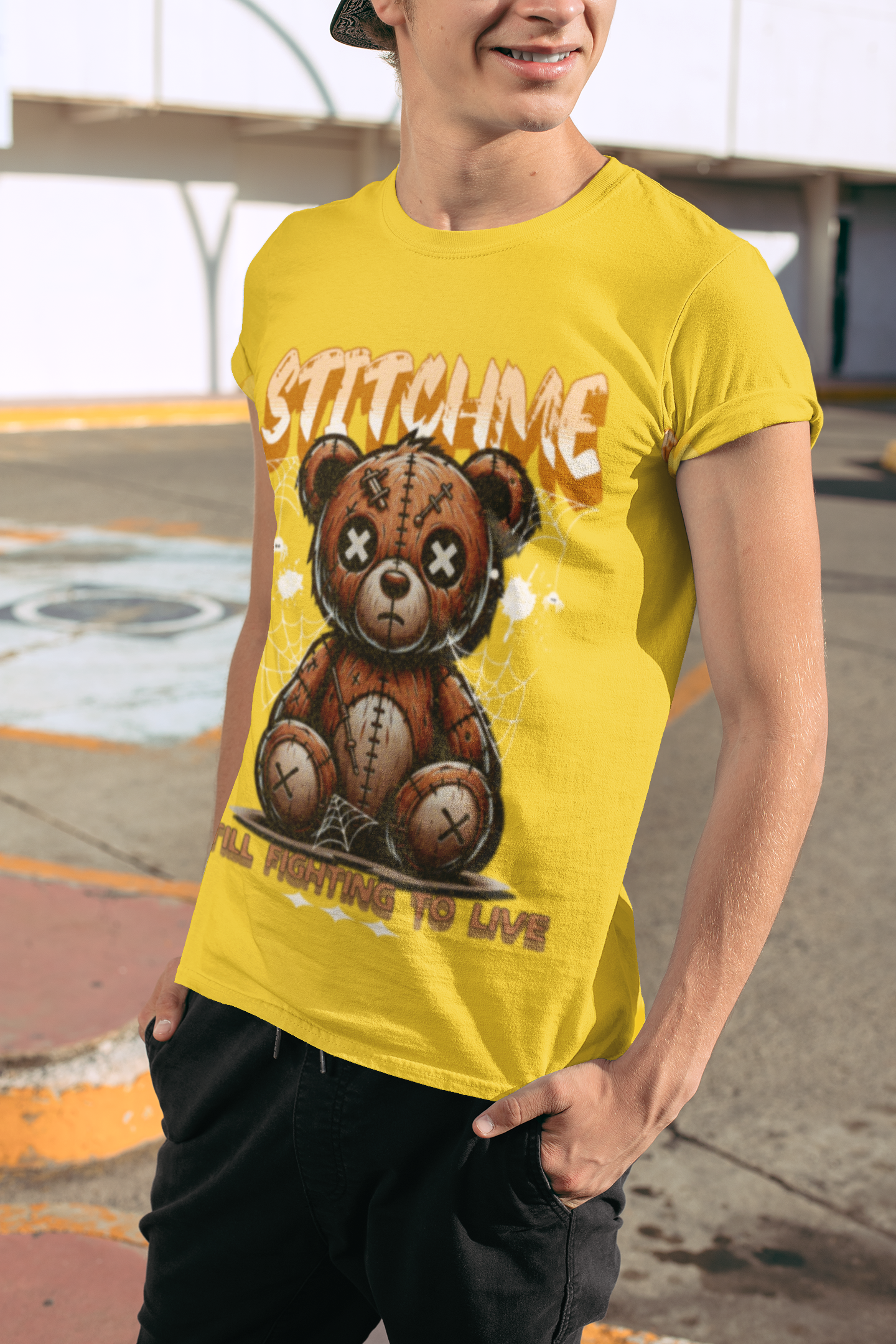 STITCHTIME Graphic Printed T-Shirt – Customizable Name Print on Sleeve | Unisex Casual Wear