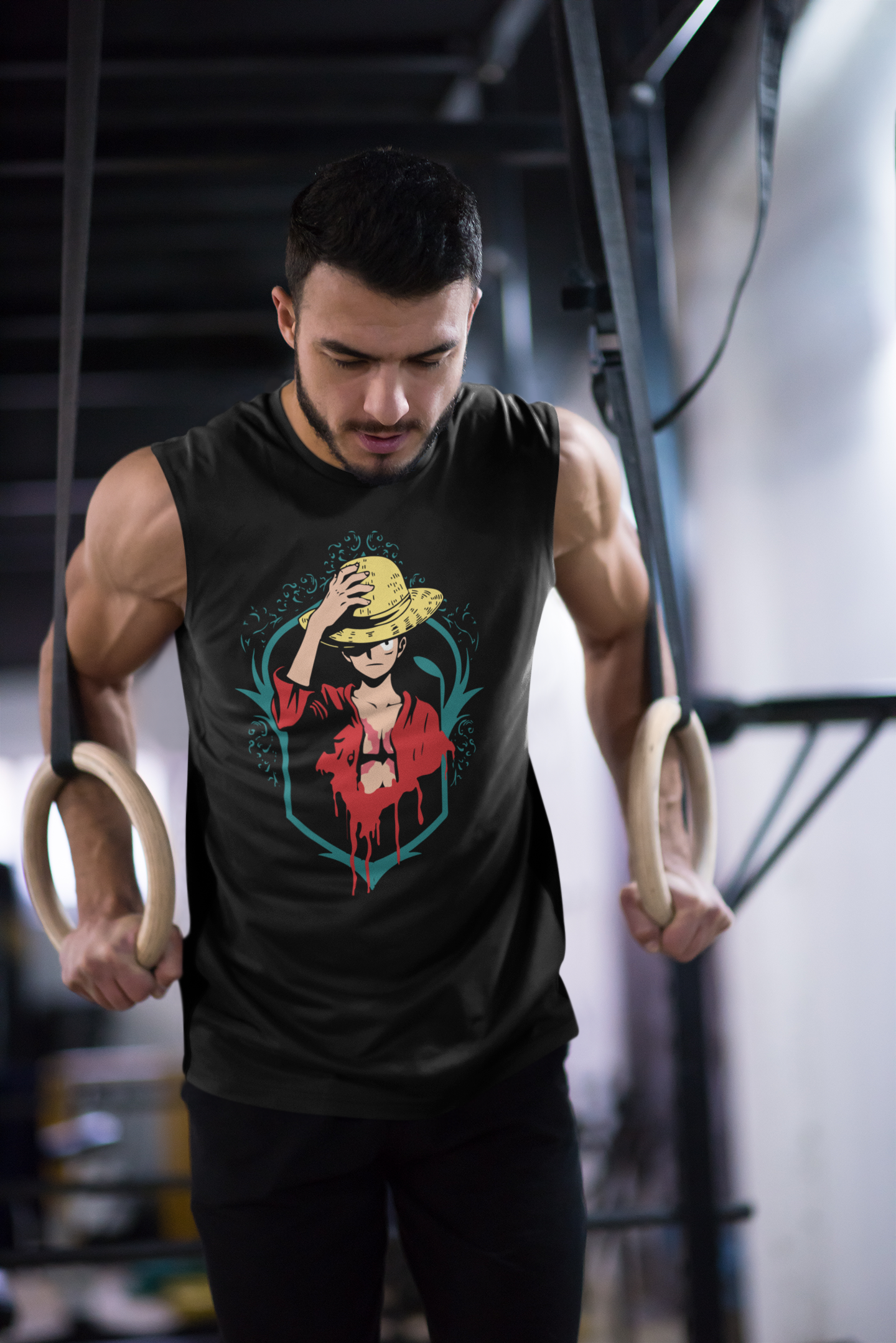 Men's Black Apple Cut Vest – Anime Graphic Gym Tank Top